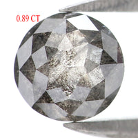 Natural Loose Round Rose Cut Salt And Pepper Diamond Black Grey Color 0.89 CT 5.60 MM Rose Cut Shape Diamond L1893
