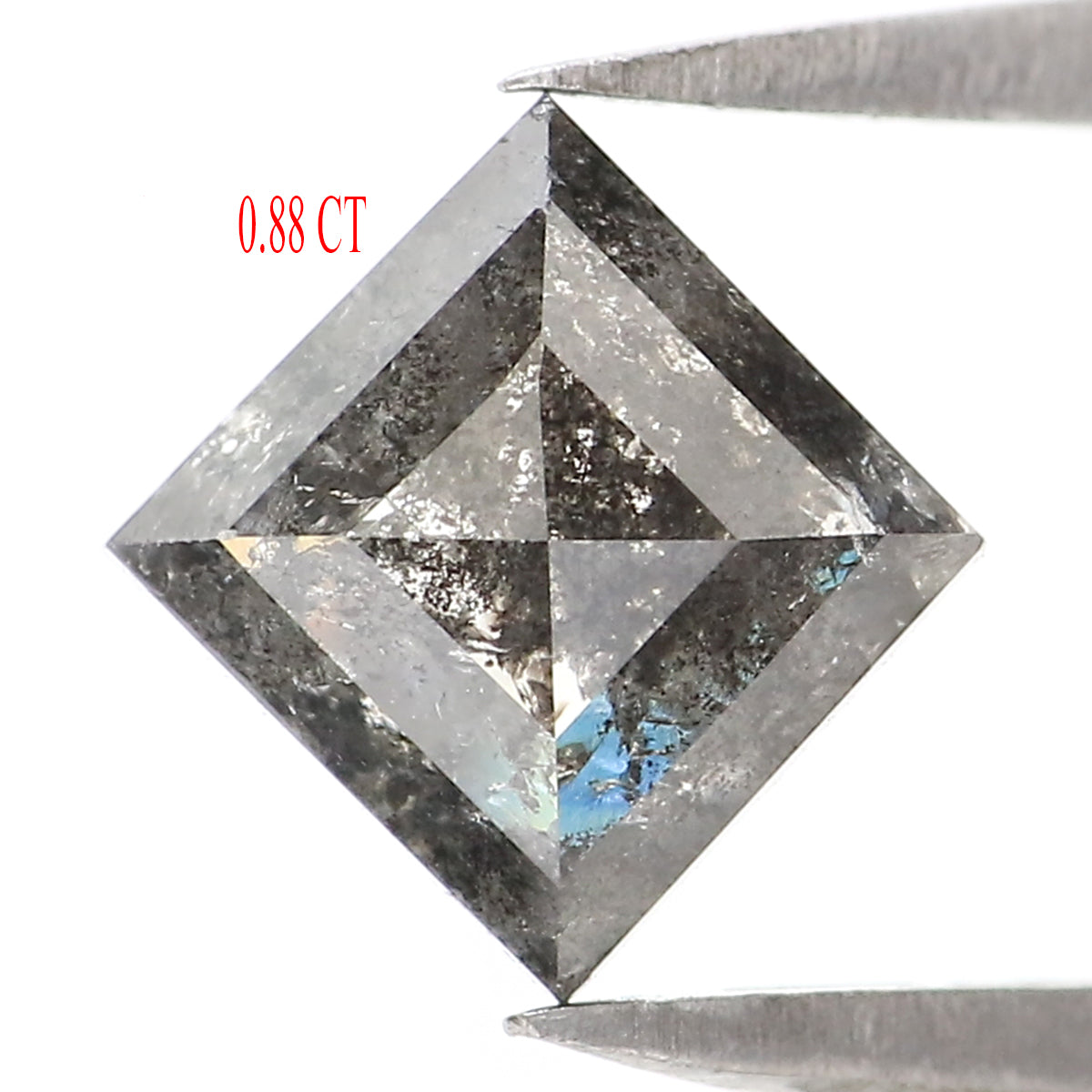 Natural Loose Kite Salt And Pepper Diamond Black Grey Color 0.88 CT 7.80 MM Kite Shape Rose Cut Diamond KDL2107