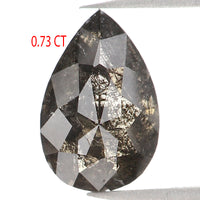 Natural Loose Pear Salt And Pepper Diamond Black Grey Color 0.73 CT 7.10 MM Pear Shape Rose Cut Diamond KDL1025