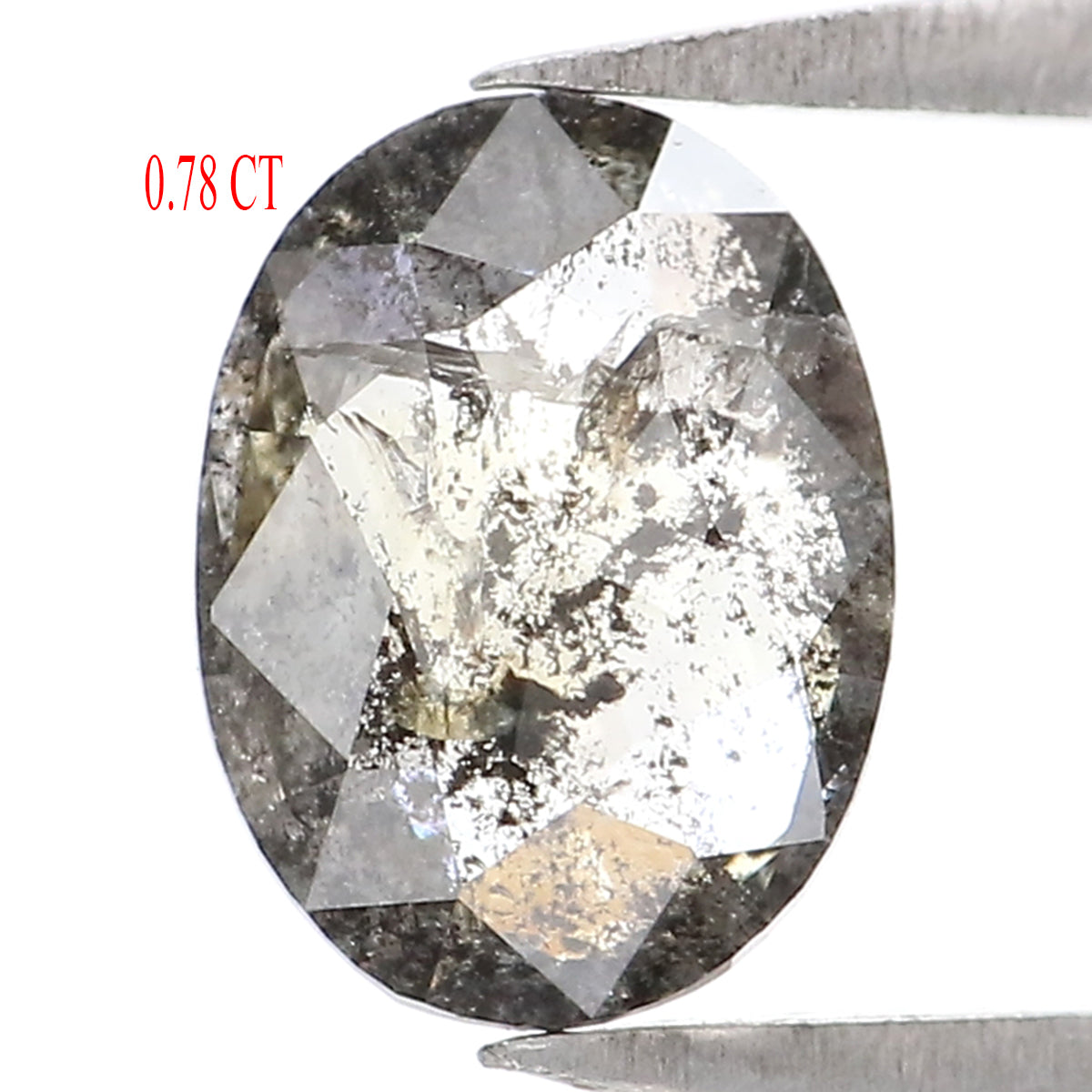 0.78 CT Natural Loose Oval Shape Diamond Salt And Pepper Oval Cut Diamond 7.00 MM Black Grey Color Oval Shape Rose Cut Diamond QL2092