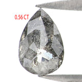 Natural Loose Pear Salt And Pepper Diamond Black Grey Color 0.56 CT 6.55 MM Pear Shape Rose Cut Diamond KR2583