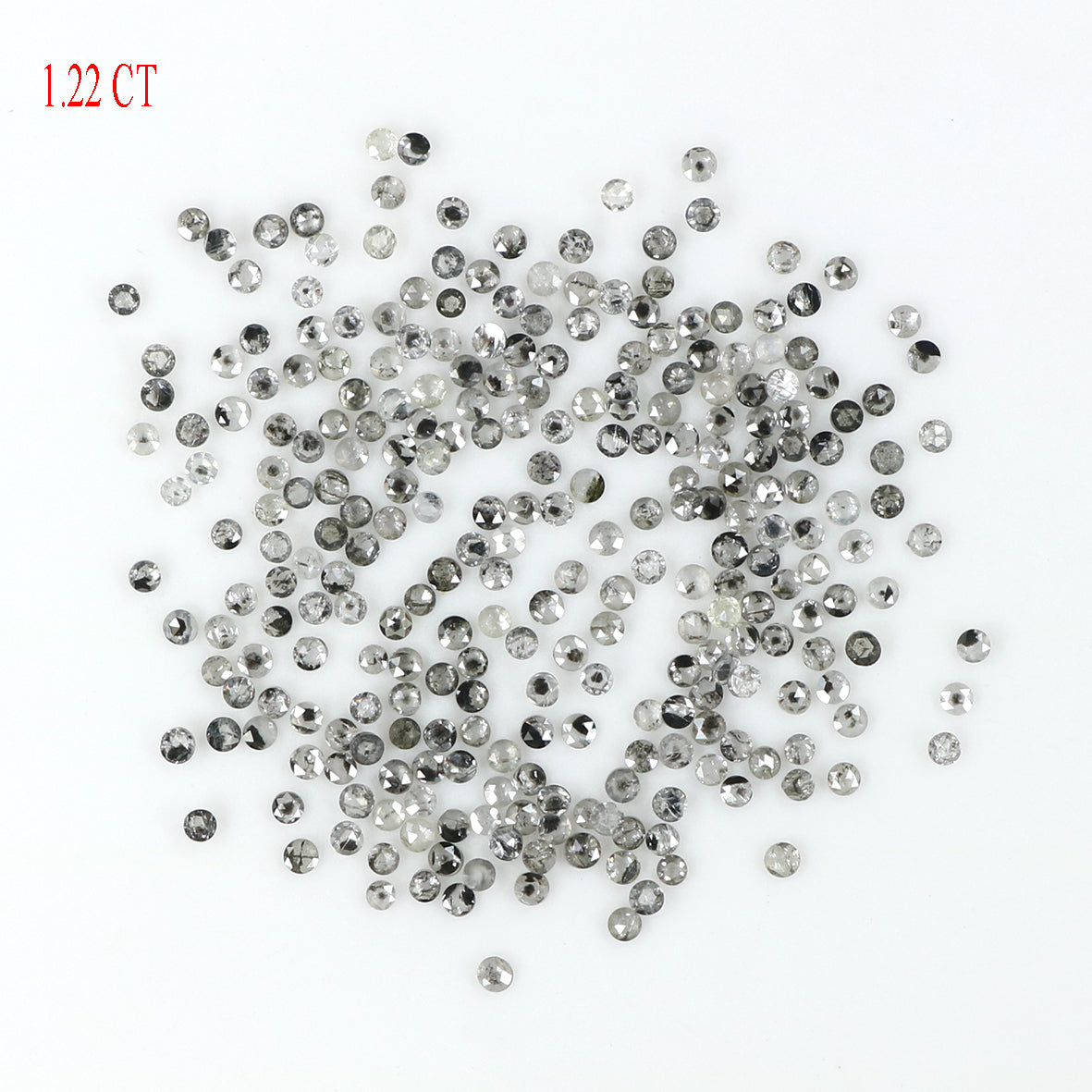 1.22 Ct Natural Loose Round Rose Cut Diamond Salt And Pepper Round Shape Diamond 1.00 MM Natural Black Grey Round Rose Cut Diamond LQ1808