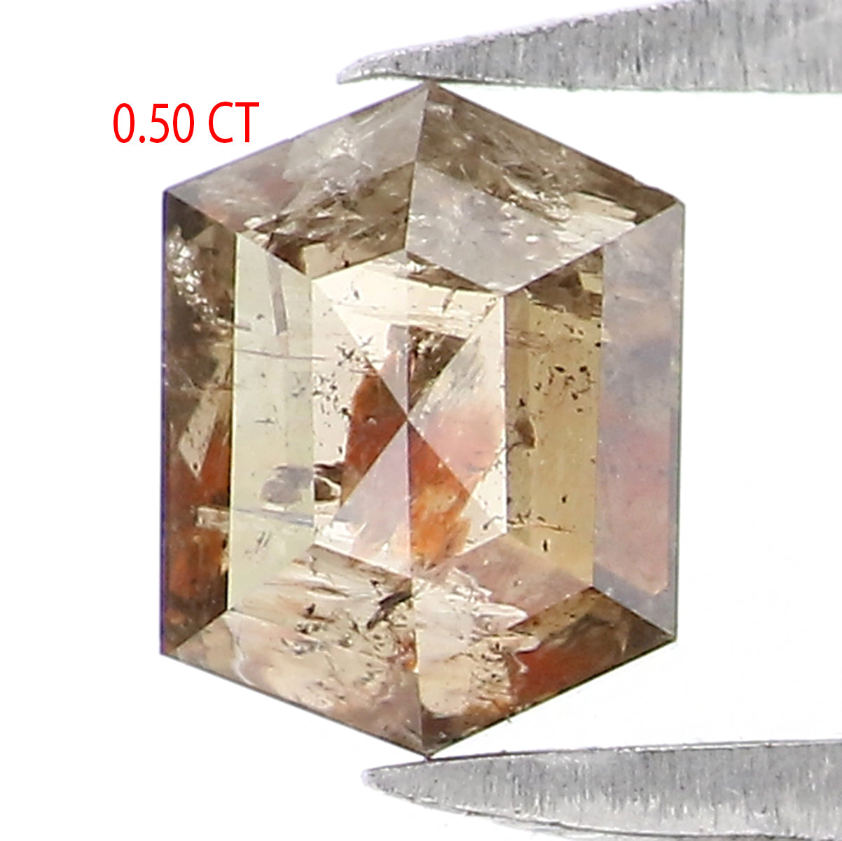 Natural Loose Hexagon Green Brown Color Diamond 0.50 CT 5.41 MM Hexagon Shape Rose Cut Diamond KDK2596