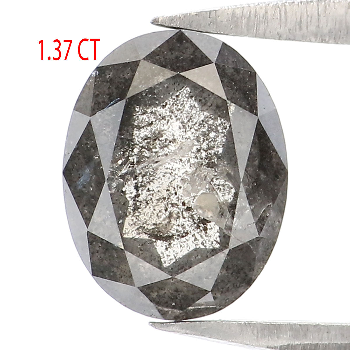 1.37 Ct Natural Loose Oval Shape Diamond Black Grey Color Diamond 7.35 MM Natural Loose Diamond Salt and Pepper Oval Shape Diamond QL2299