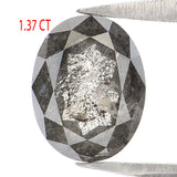 1.37 Ct Natural Loose Oval Shape Diamond Black Grey Color Diamond 7.35 MM Natural Loose Diamond Salt and Pepper Oval Shape Diamond QL2299