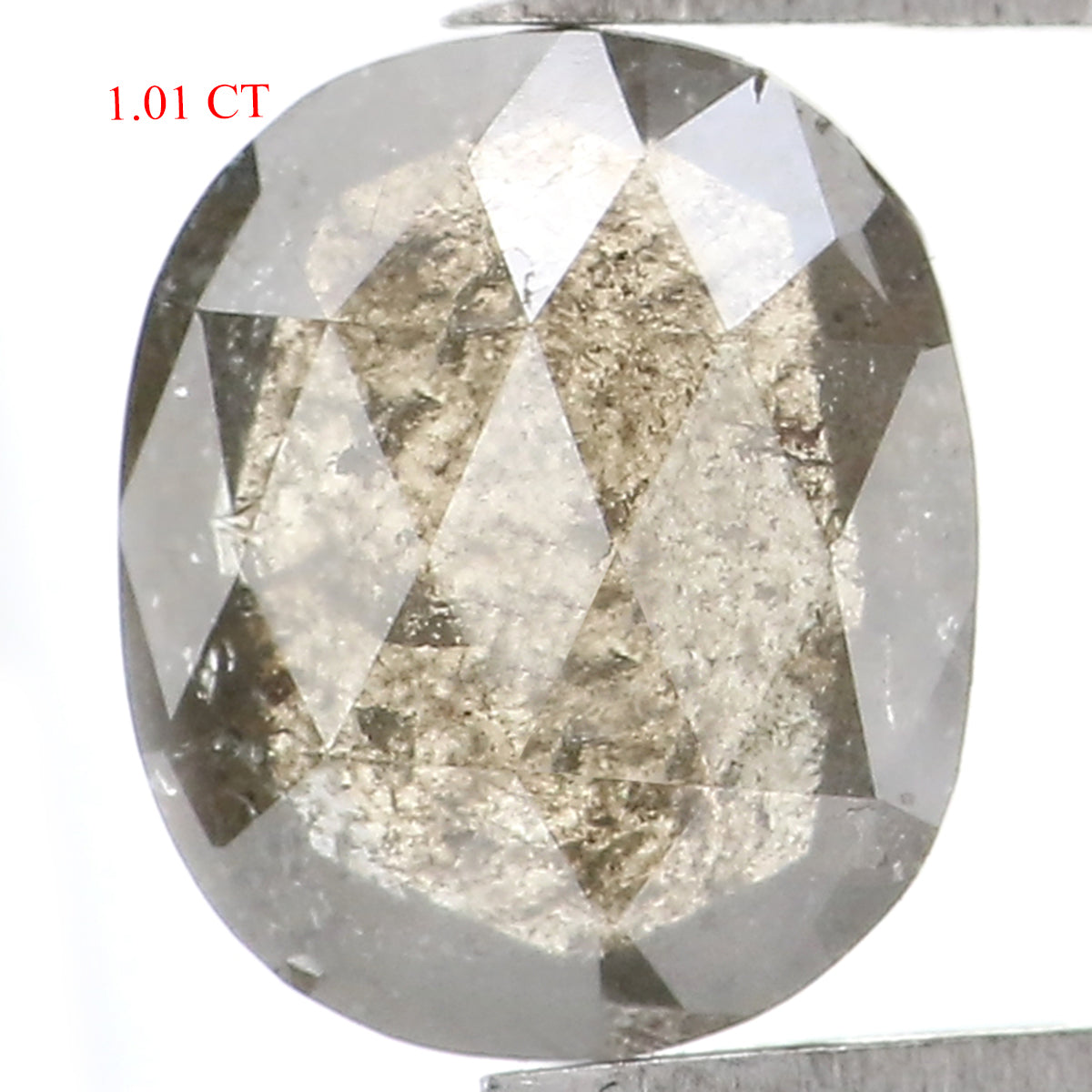 Natural Loose Oval Salt And Pepper Diamond Black Grey Color 1.01 CT 7.40 MM Oval Shape Rose Cut Diamond L1788