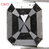 Natural Loose Emerald Salt And Pepper Diamond Black Grey Color 1.76 CT 7.10 MM Emerald Shape Rose Cut Diamond L1325
