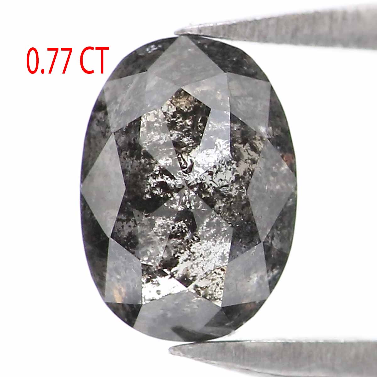 Natural Loose Oval Salt And Pepper Diamond Black Grey Color 0.77 CT 6.23 MM Oval Shape Rose Cut Diamond L2367