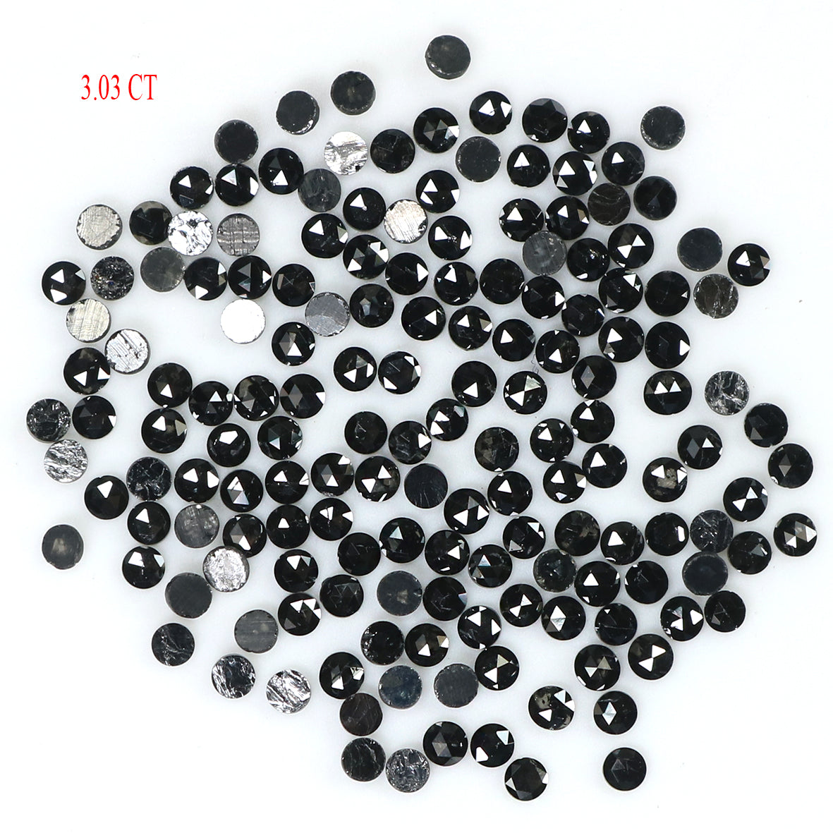 Natural Loose Round Rose Cut Diamond Black Color 3.03 CT 1.65 MM Rose Cut Shape Diamond L1901