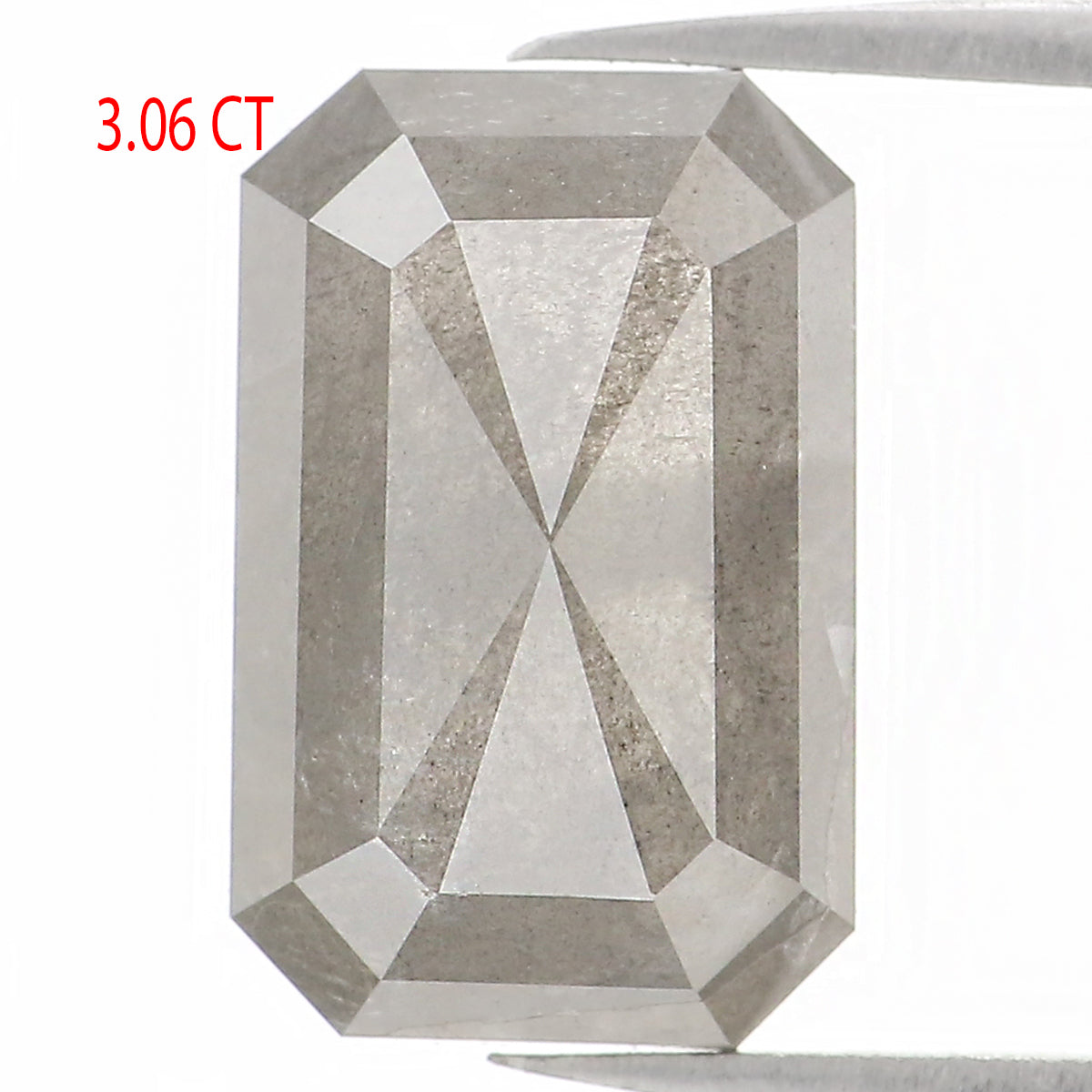 3.06 CT Natural Loose Emerald Shape Diamond Salt And Pepper Emerald Shape Diamond 10.50 MM Grey Color Emerald Rose Cut Diamond QL1155