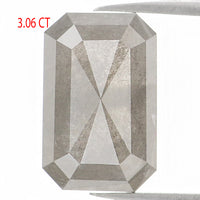 Natural Loose Emerald Salt And Pepper Diamond Grey Color 3.06 CT 10.50 MM Emerald Shape Rose Cut Diamond KDL1155