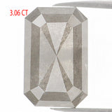 Natural Loose Emerald Salt And Pepper Diamond Grey Color 3.06 CT 10.50 MM Emerald Shape Rose Cut Diamond KDL1155