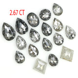 Natural Loose Mix Shape Salt And Pepper Diamond Black Grey Color 2.67 CT 3.30 MM Mix Shape Shape Rose Cut Diamond L959