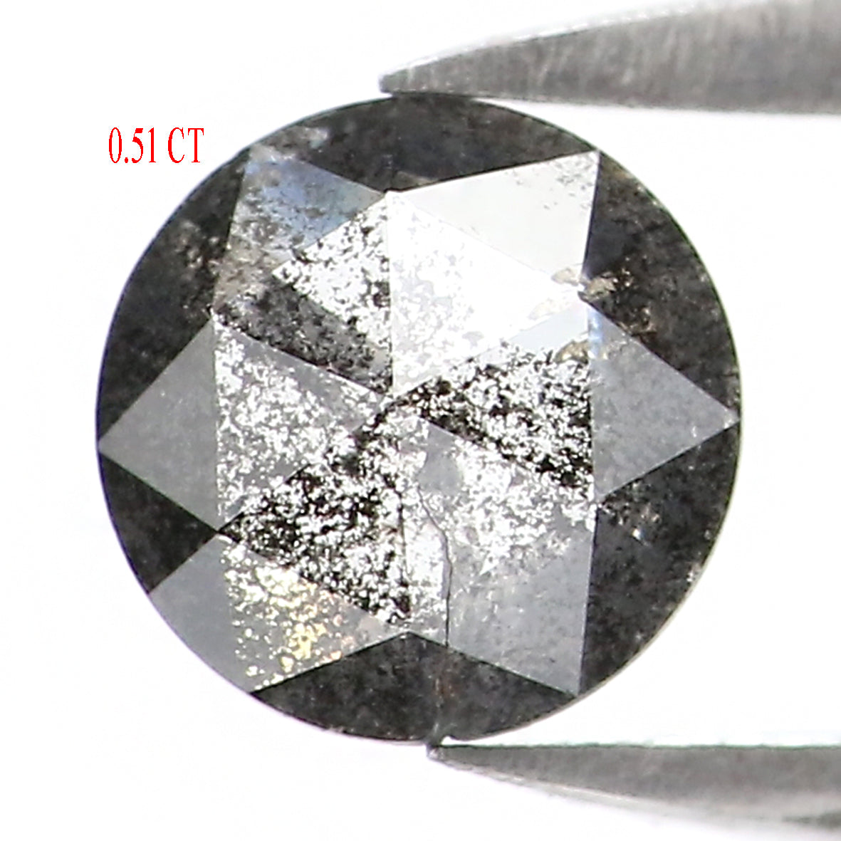 0.51 CT Natural Loose Round Rose Cut Diamond Salt And Pepper Round Diamond 5.20 MM Natural Loose Black Grey Color Rose Cut Diamond LQ5981