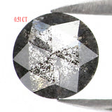 Natural Loose Rose Cut Salt And Pepper Diamond Black Grey Color 0.51 CT 5.20 MM Round Rose Cut Shape Diamond L5981