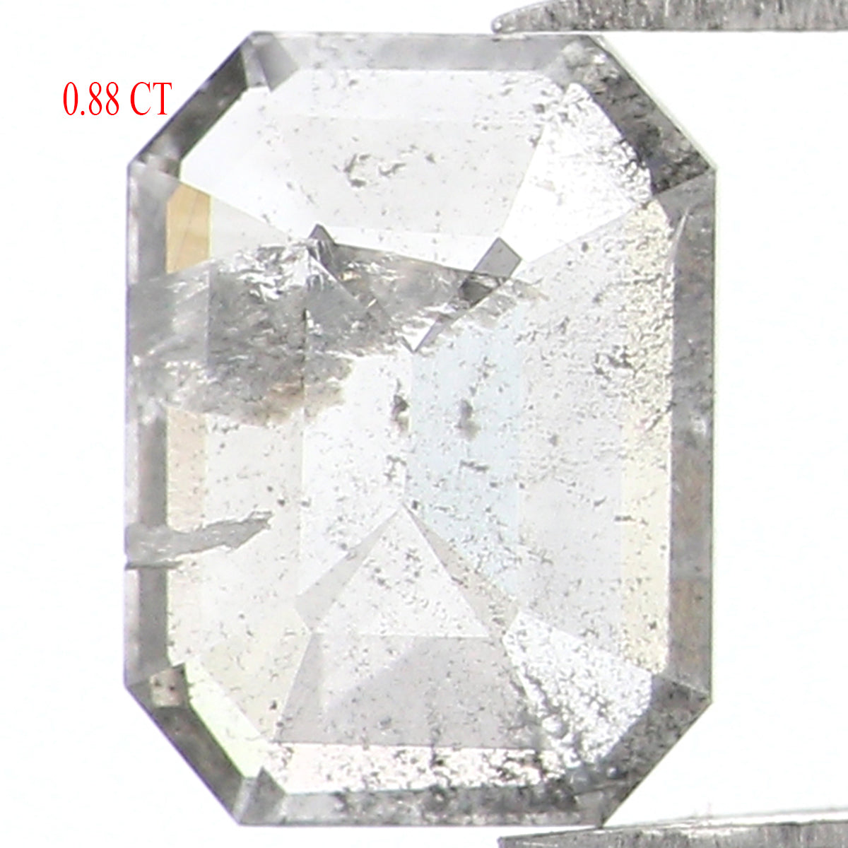 0.88 CT Natural Loose Emerald Shape Diamond Salt And Pepper Emerald Cut Diamond 6.75 MM Natural Black Grey Emerald Rose Cut Diamond LQ1424