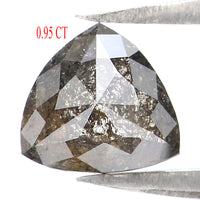 Natural Loose Triangle Salt And Pepper Diamond Black Grey Color 0.95 CT 6.80 MM Triangle Shape Rose Cut Diamond L8373