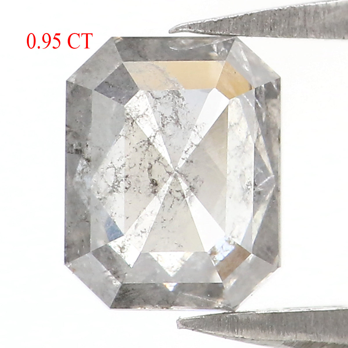 0.95 CT Natural Loose Emerald Shape Diamond Salt And Pepper Emerald Shape Diamond 6.45 MM Natural Grey Color Emerald Rose Cut Diamond QL2745