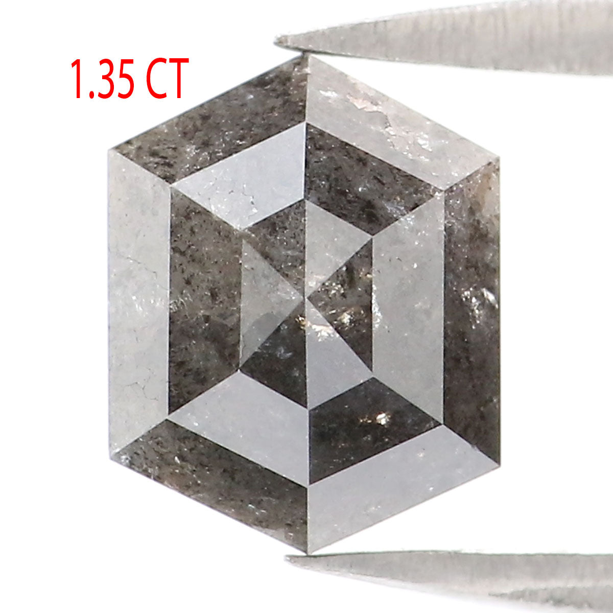 1.35 CT Natural Loose Hexagon Shape Diamond Salt And Pepper Hexagon Shape Diamond 7.25 MM Black Grey Color Hexagon Rose Cut Diamond LQ2288