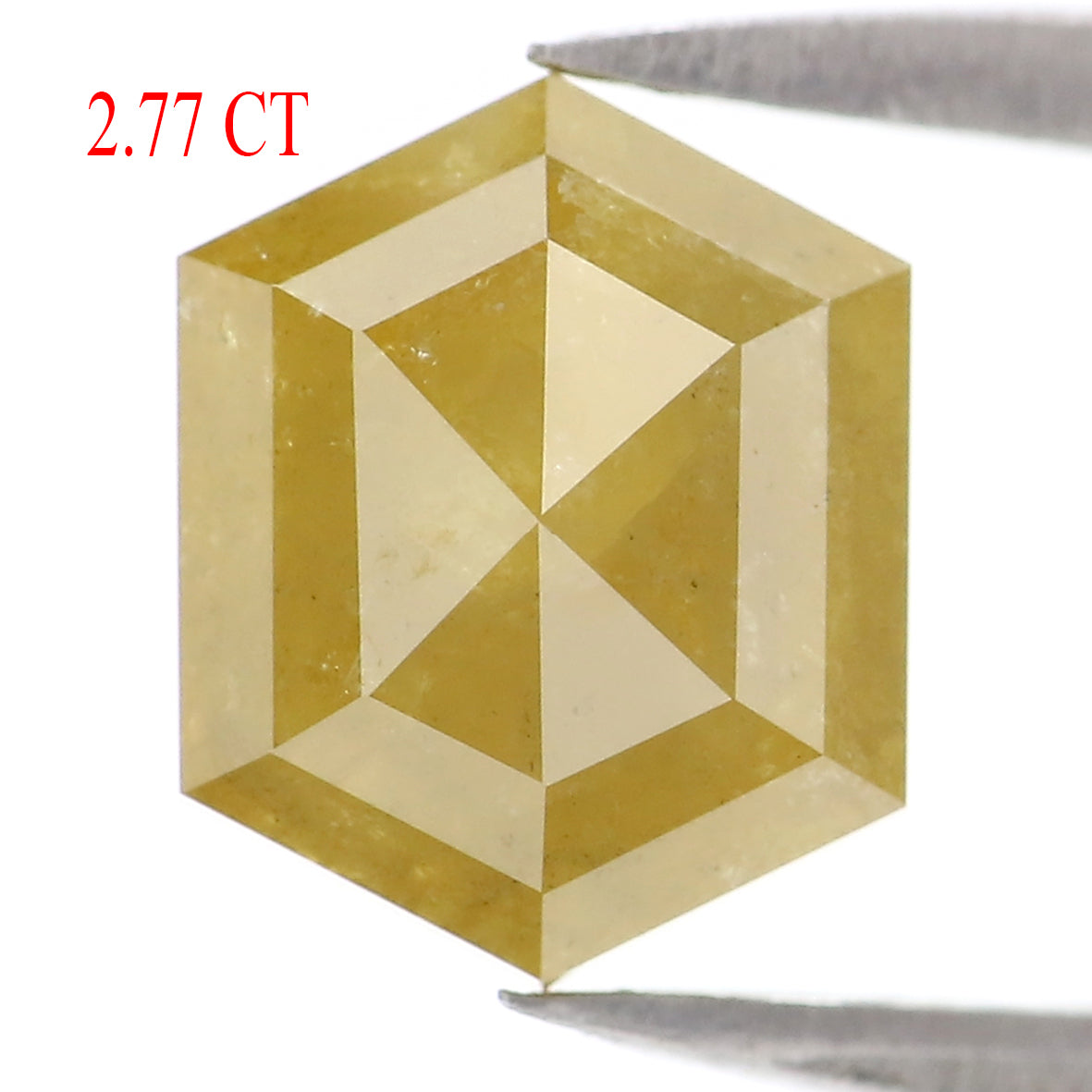 Natural Loose Hexagon Yellow Color Diamond 2.77 CT 8.93 MM Hexagon Shape Rose Cut Diamond L2090