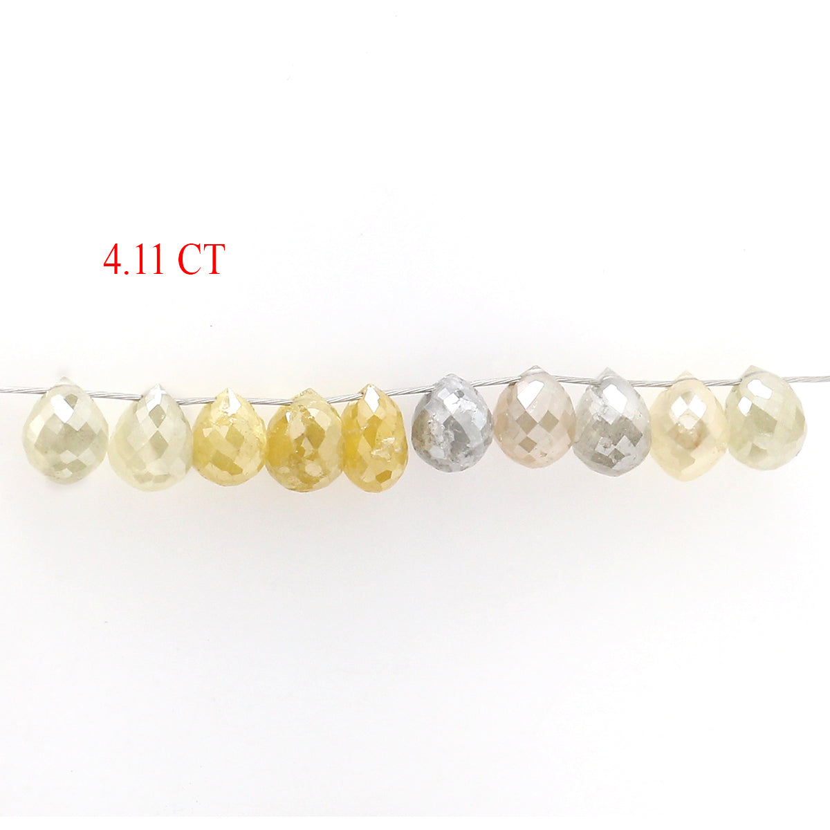 4.11 Ct Natural Loose Briolette Cut Diamond Yellow Color Drop Diamond 4.20 MM Natural Loose Grey Color Diamond Briolette Cut Diamond LQ1675