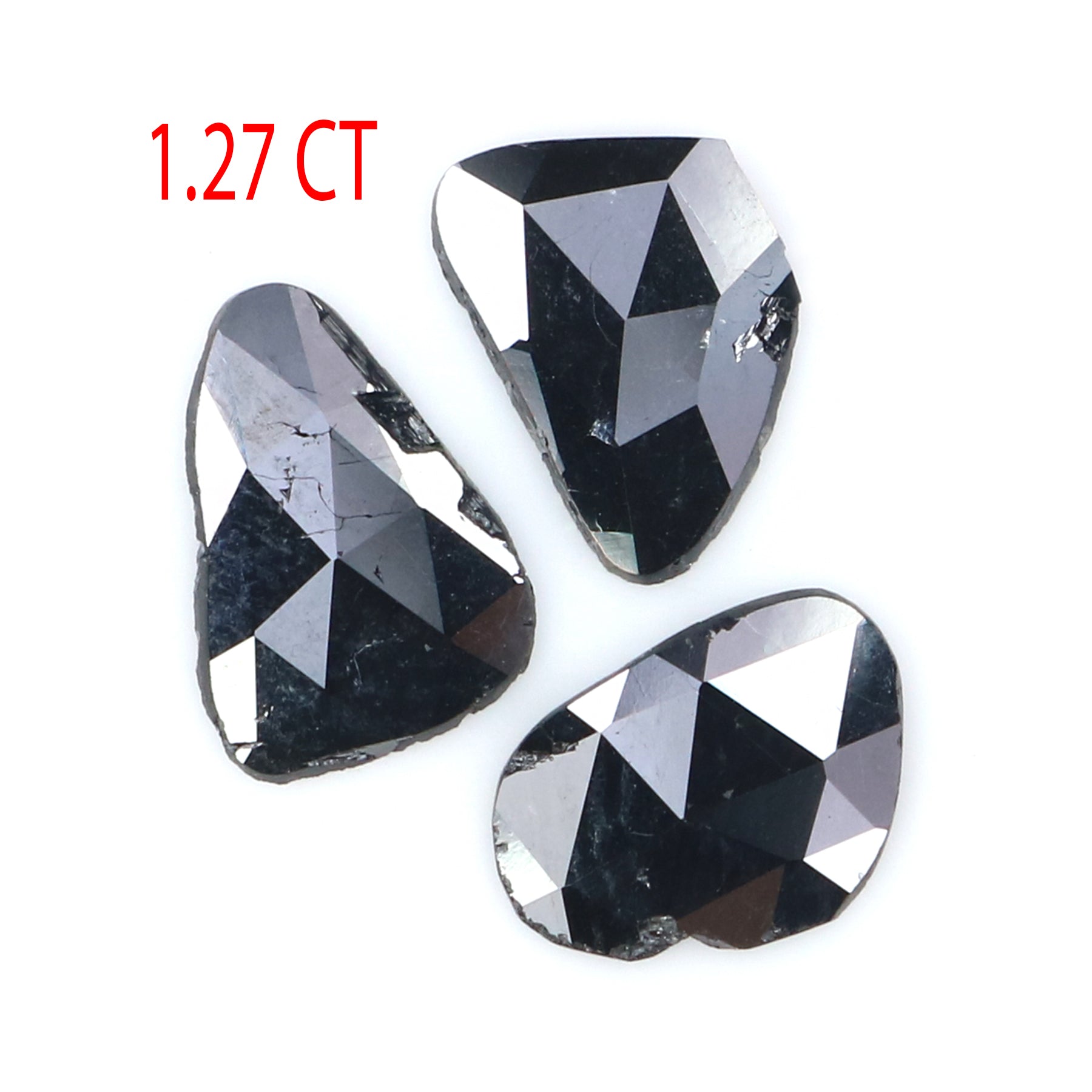 1.27 CT Natural Loose Slice Shape Diamond Black Color Slice Cut Diamond 8.10 MM Natural Loose Black Color Slice Rose Cut Diamond KQ2600