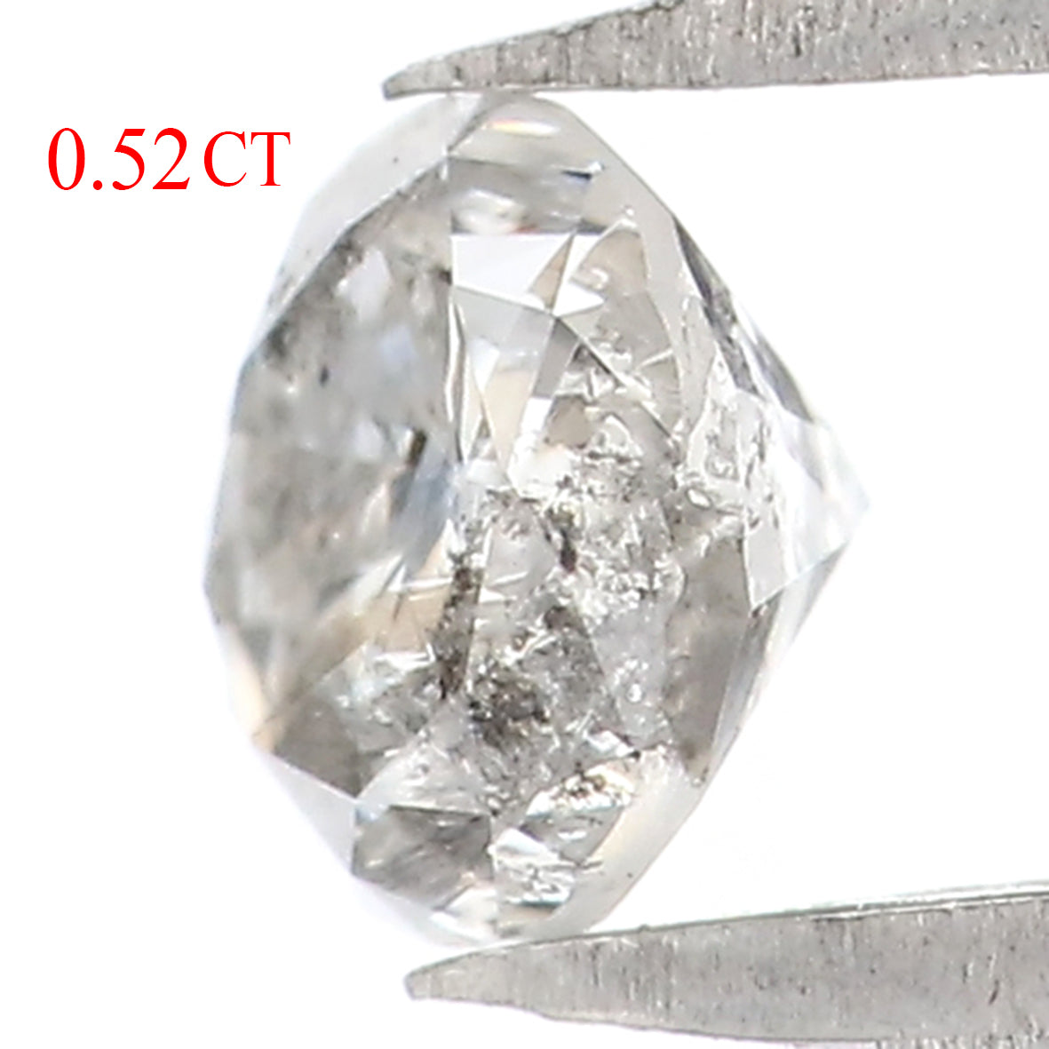 Natural Loose Round Salt And Pepper Diamond Black Grey Color 0.52 CT 4.70 MM Round Brilliant Cut Diamond L2005