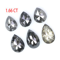 Natural Loose Pear Salt And Pepper Diamond Black Grey Color 1.66 CT 4.20 MM Pear Shape Rose Cut Diamond L790