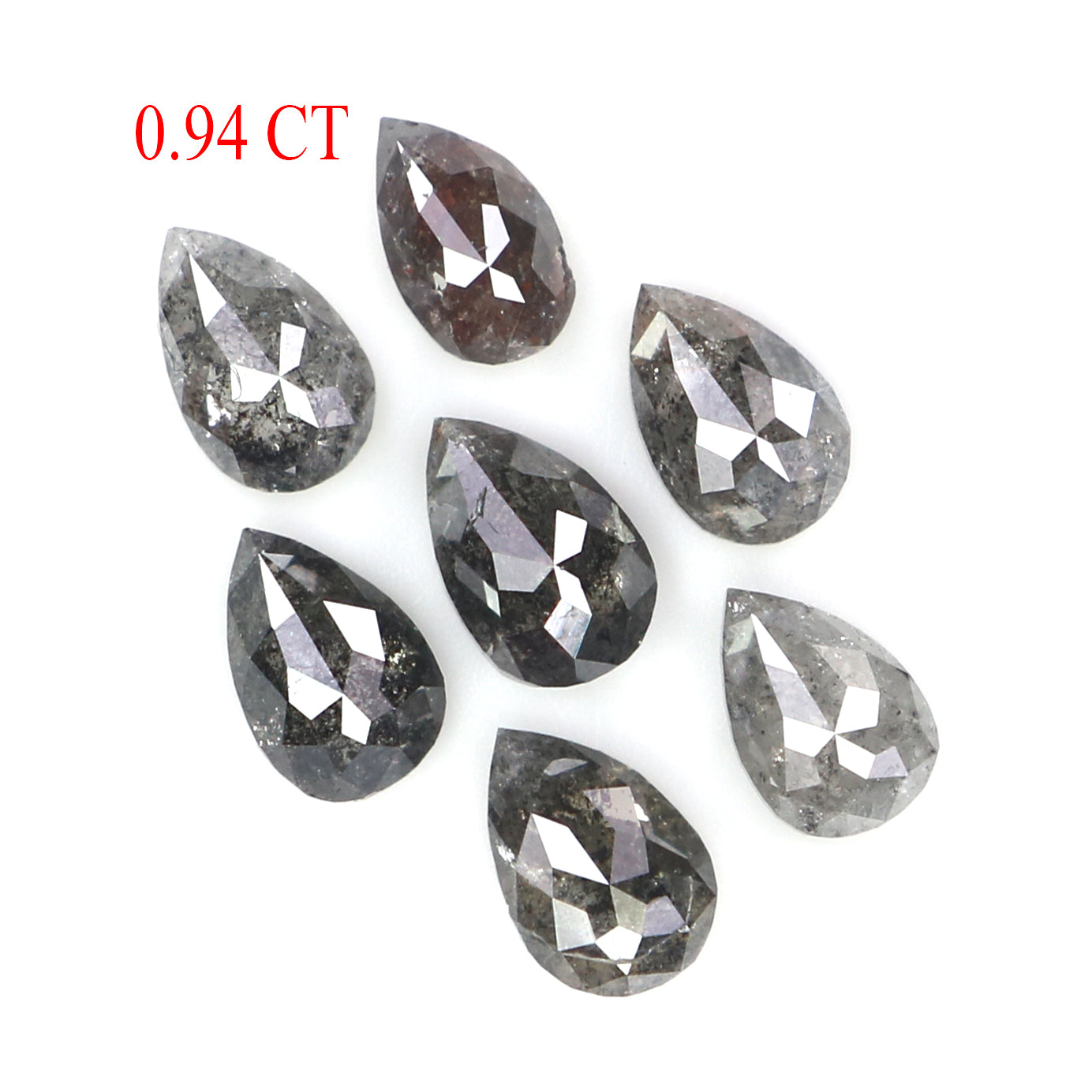 Natural Loose Pear Diamond, Salt And Pepper Pear Diamond, Natural Loose Diamond, Pear Rose Cut Diamond, 0.94 CT Pear Cut Diamond L2734