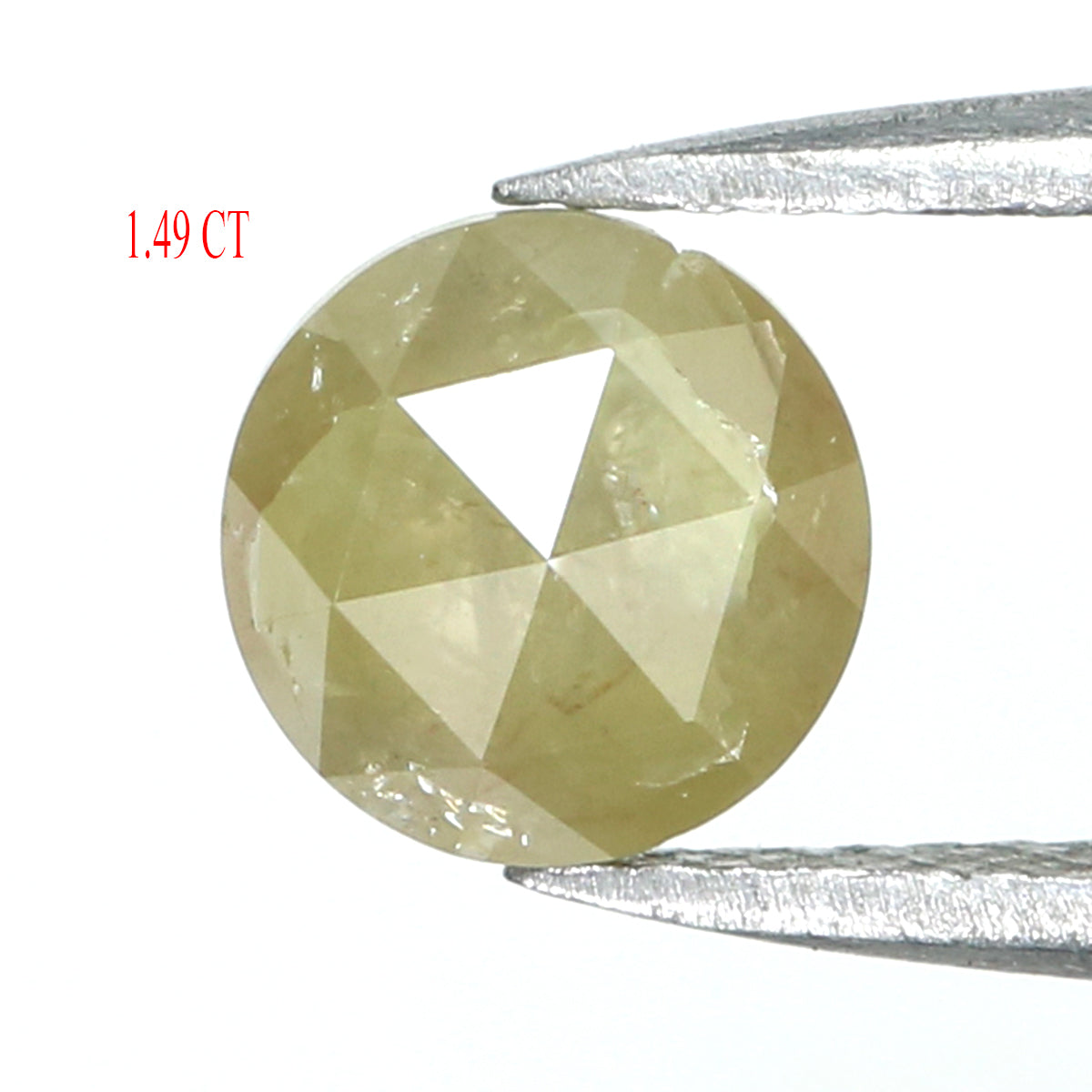 Natural Loose Round Rose Cut Light Yellow Green Color Diamond 1.49 CT 6.75 MM Round Rose Cut Shape Diamond L5803