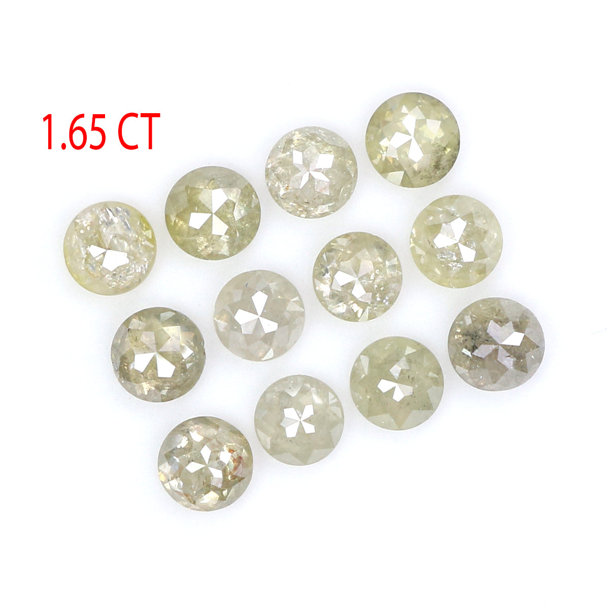 1.65 CT Natural Loose Round Rose Cut Diamond Grey Color Round Shape Diamond 3.05 MM Natural Loose Green Color Round Rose Cut Diamond KQ950
