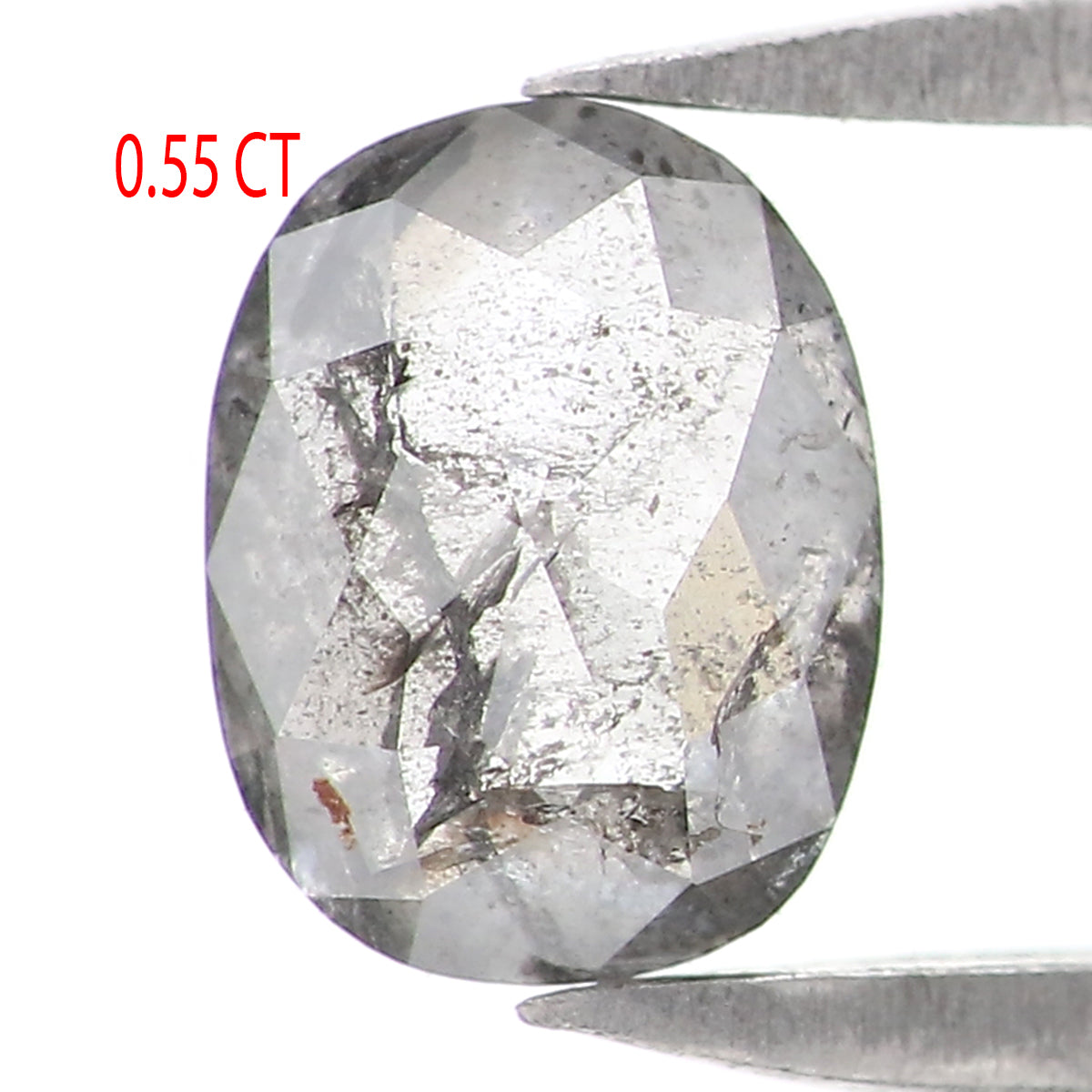 Natural Loose Oval Salt And Pepper Diamond Black Grey Color 0.55 CT 5.45 MM Oval Shape Rose Cut Diamond L2341