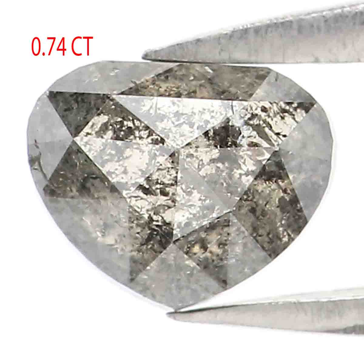 0.74 CT Natural Loose Heart Shape Diamond Salt And Pepper Heart Rose Cut Diamond 5.90 MM Black Grey Color Heart Rose Cut Diamond QK1487
