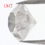 Natural Loose Round Milky Gray Color Diamond 1.36 CT 6.40 MM Round Shape Brilliant Cut Diamond L8489