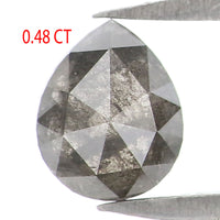 Natural Loose Pear Salt And Pepper Diamond Black Grey Color 0.48 CT 5.35 MM Pear Shape Rose Cut Diamond L7879