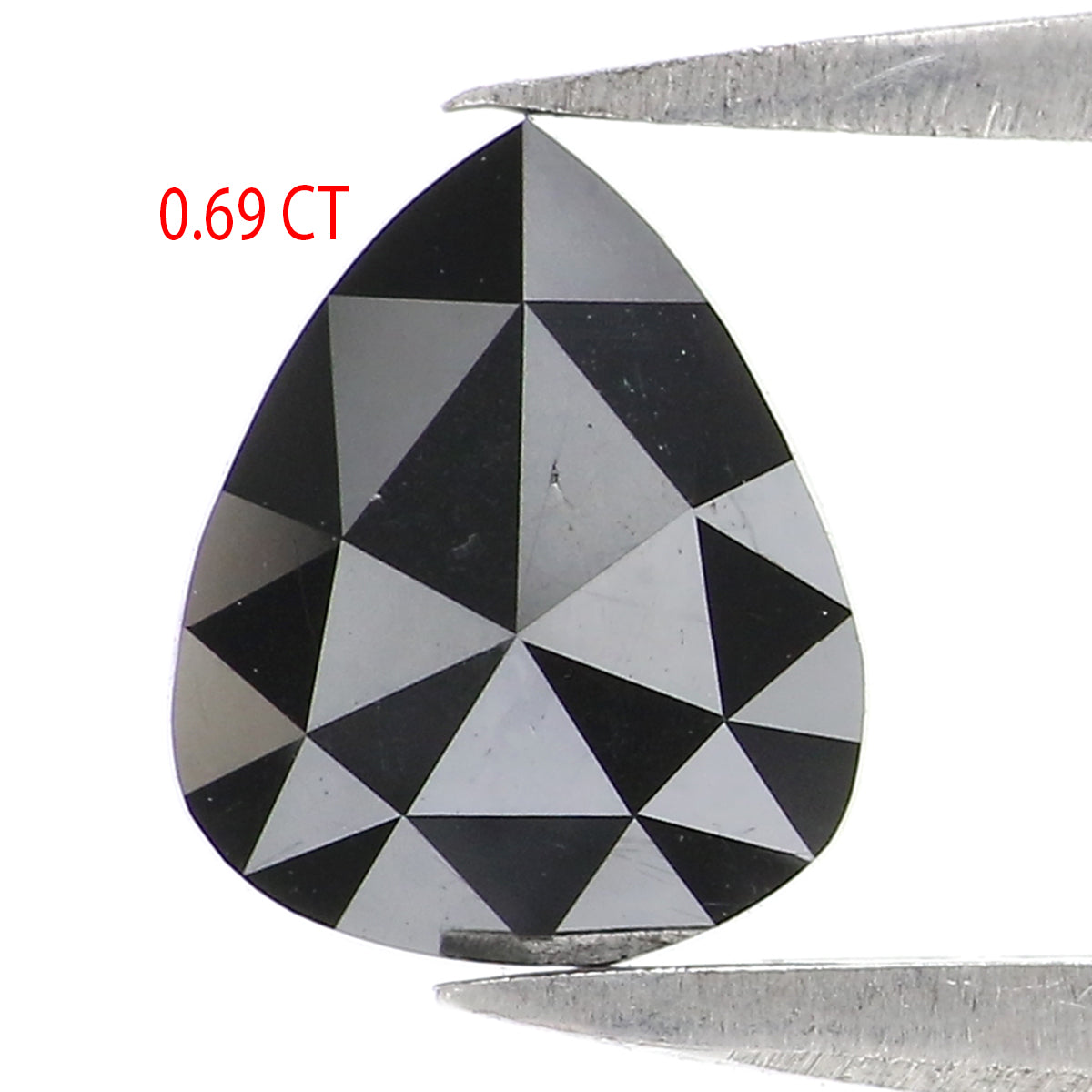 Natural Loose Pear Diamond Black Color 0.69 CT 7.41 MM Pear Shape Rose Cut Diamond L2632