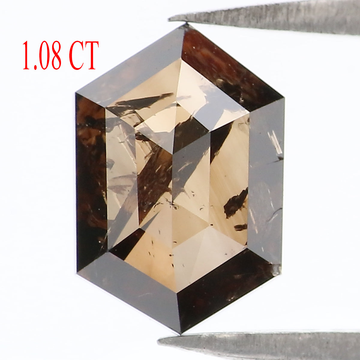 1.08 CT Natural Loose Hexagon Shape Diamond Deep Brown Color Hexagon Diamond 8.70 MM Natural Brown Color Hexagon Rose Cut Diamond  KQ1818