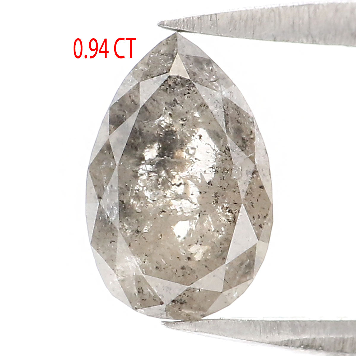 0.94 CT Natural Loose Pear Shape Diamond Salt And Pepper Pear Rose Cut Diamond 7.70 MM Natural Black Grey Color Pear Shape Diamond QK2536