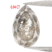 Natural Loose Pear Salt And Pepper Diamond Black Grey Color 0.94 CT 7.72 MM Pear Shape Rose Cut Diamond KDK2536