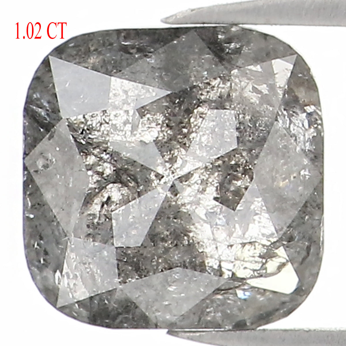 Natural Loose Cushion Salt And Pepper Diamond Black Grey Color 1.02 CT 5.65 MM Cushion Shape Rose Cut Diamond L1219