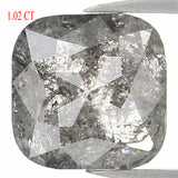Natural Loose Cushion Salt And Pepper Diamond Black Grey Color 1.02 CT 5.65 MM Cushion Shape Rose Cut Diamond L1219
