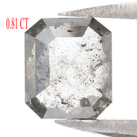 0.81 CT Natural Loose Emerald Diamond Salt And Pepper Diamond Natural Loose Diamond 5.70 MM Emerald Rose Cut Diamond Emerald Shape LQ8669