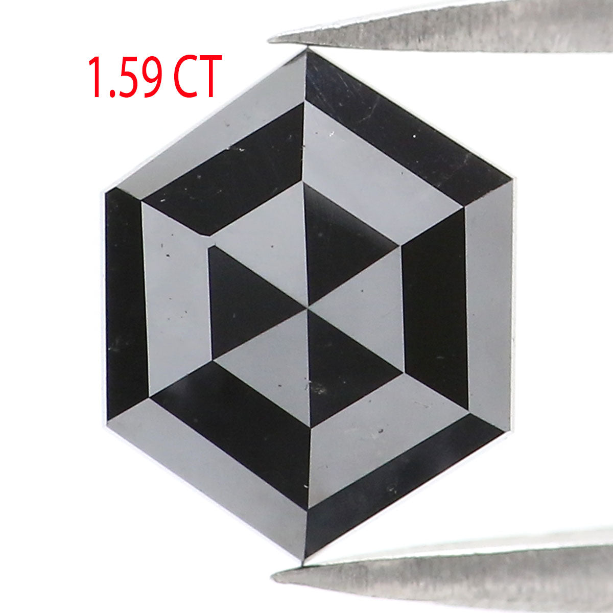 1.59 CT Natural Loose Hexagon Shape Diamond Black Color Hexagon Cut Diamond 8.35 MM Natural Black Color Hexagon Rose Cut Diamond KQ2232