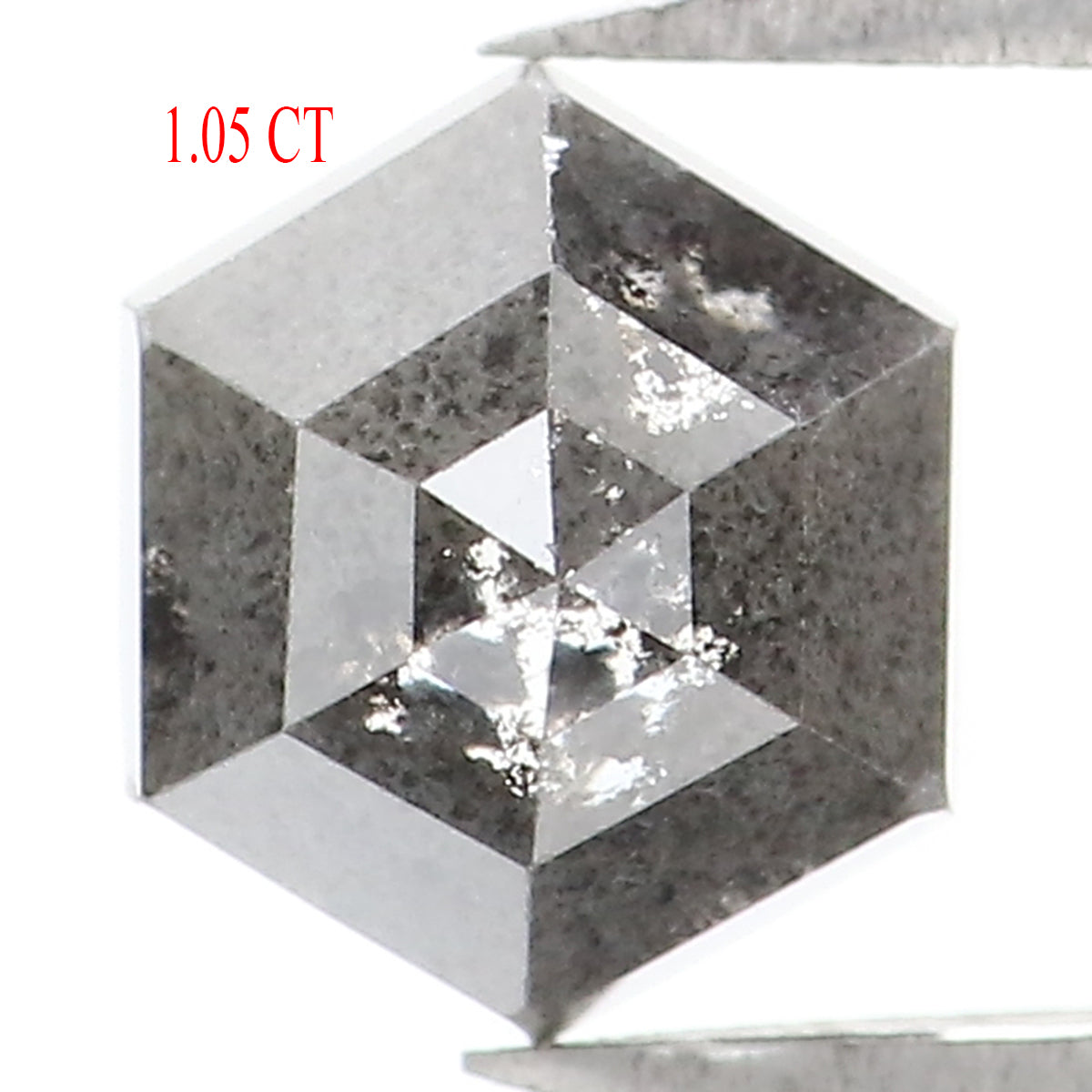 1.05 CT Natural Loose Hexagon Shape Diamond Salt And Pepper Hexagon Cut Diamond 6.40 MM Natural Black Grey Hexagon Rose Cut Diamond KQ2406