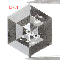 Natural Loose Hexagon Salt And Pepper Diamond Black Grey Color 1.05 CT 6.40 MM Hexagon Shape Rose Cut Diamond KR2406