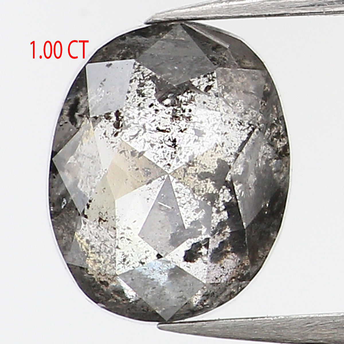 1.00 CT Natural Loose Oval Shape Diamond Salt And Pepper Oval Diamond 6.55 MM Natural Loose Black Grey Color Oval Rose Cut Diamond QL761