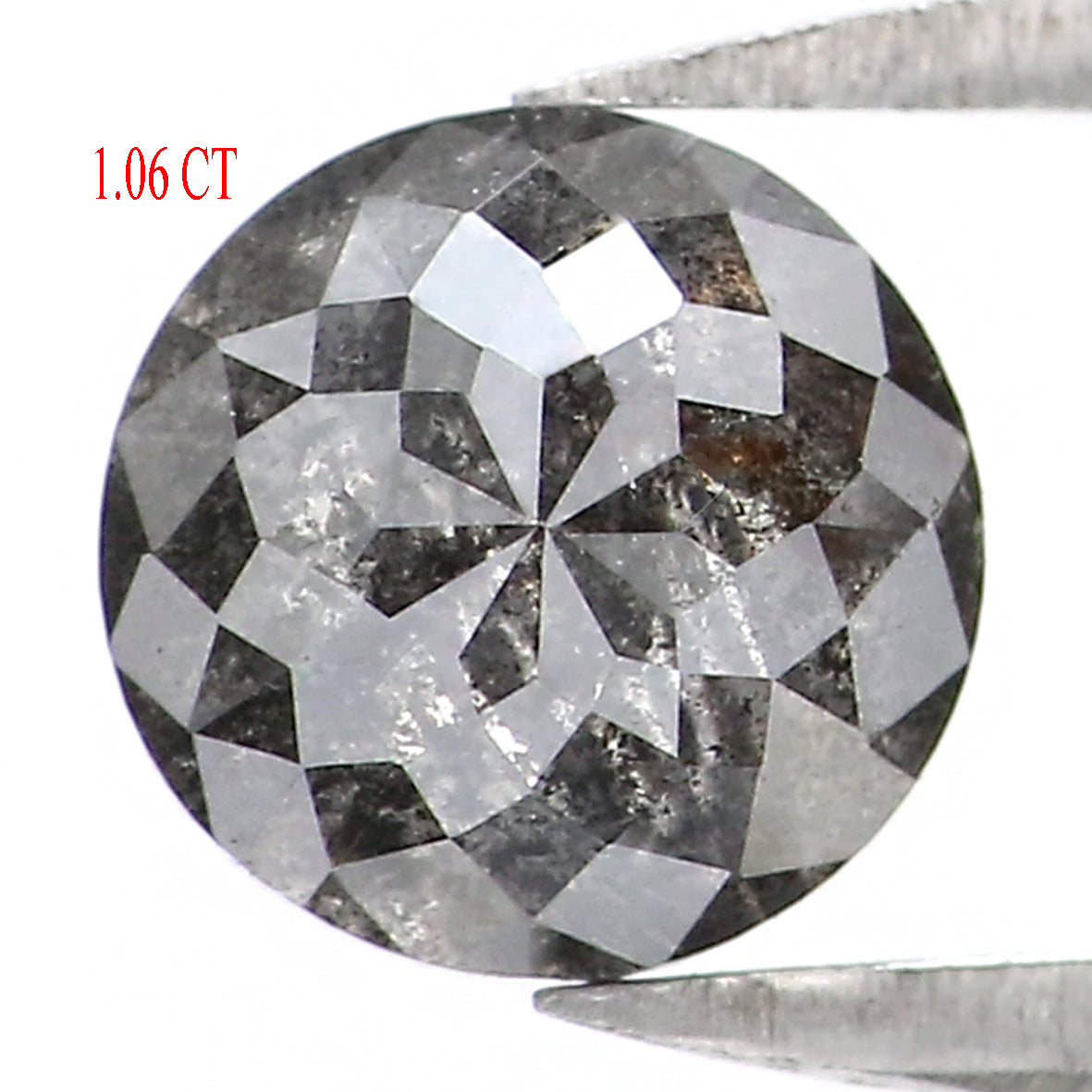 1.06 Ct Natural Loose Round Rose Cut Diamond Salt and Pepper Round Shape Diamond 5.80 MM Natural Black Gray Color Rose Cut Diamond KQ2092