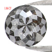 Natural Loose Rose Cut Salt And Pepper Diamond Black Grey Color 1.06 CT 5.80 MM Round Rose Cut Shape Diamond KR2092
