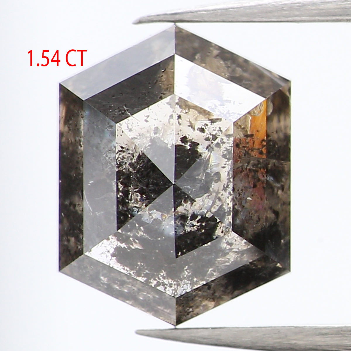 1.54 CT Natural Loose Hexagon Shape Diamond Salt And Pepper Hexagon Diamond 7.95 MM Black Grey Color Hexagon Shape Rose Cut Diamond QL861