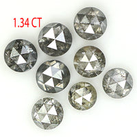 Natural Loose Rose Cut Salt And Pepper Diamond Black Grey Color 1.34 CT 2.90 MM Rose Cut Shape Diamond KDL1137